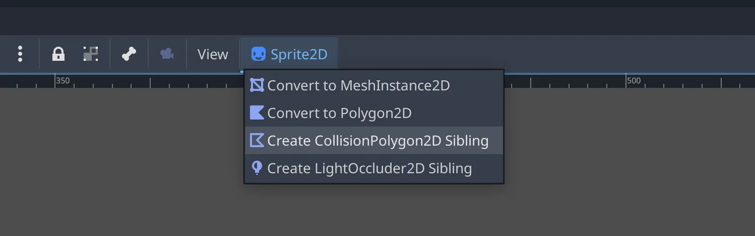 Sprite2D node dropdown in Godot editor